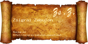 Zsigrai Zebulon névjegykártya